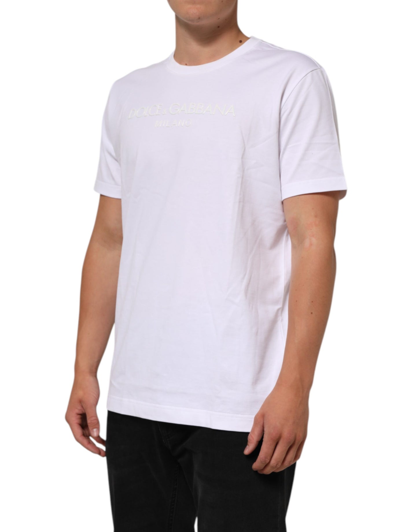 Dolce & Gabbana White Cotton Crew Neck Short Sleeves T-shirt