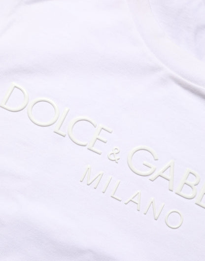 Dolce & Gabbana White Cotton Crew Neck Short Sleeves T-shirt