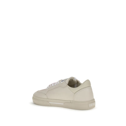 Off-White Beige Leather Low Top Sneakers