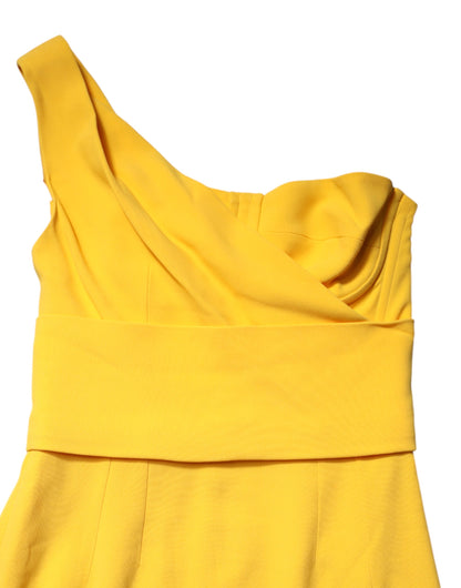 Dolce & Gabbana Yellow One Shoulder Side Slit Sheath Dress
