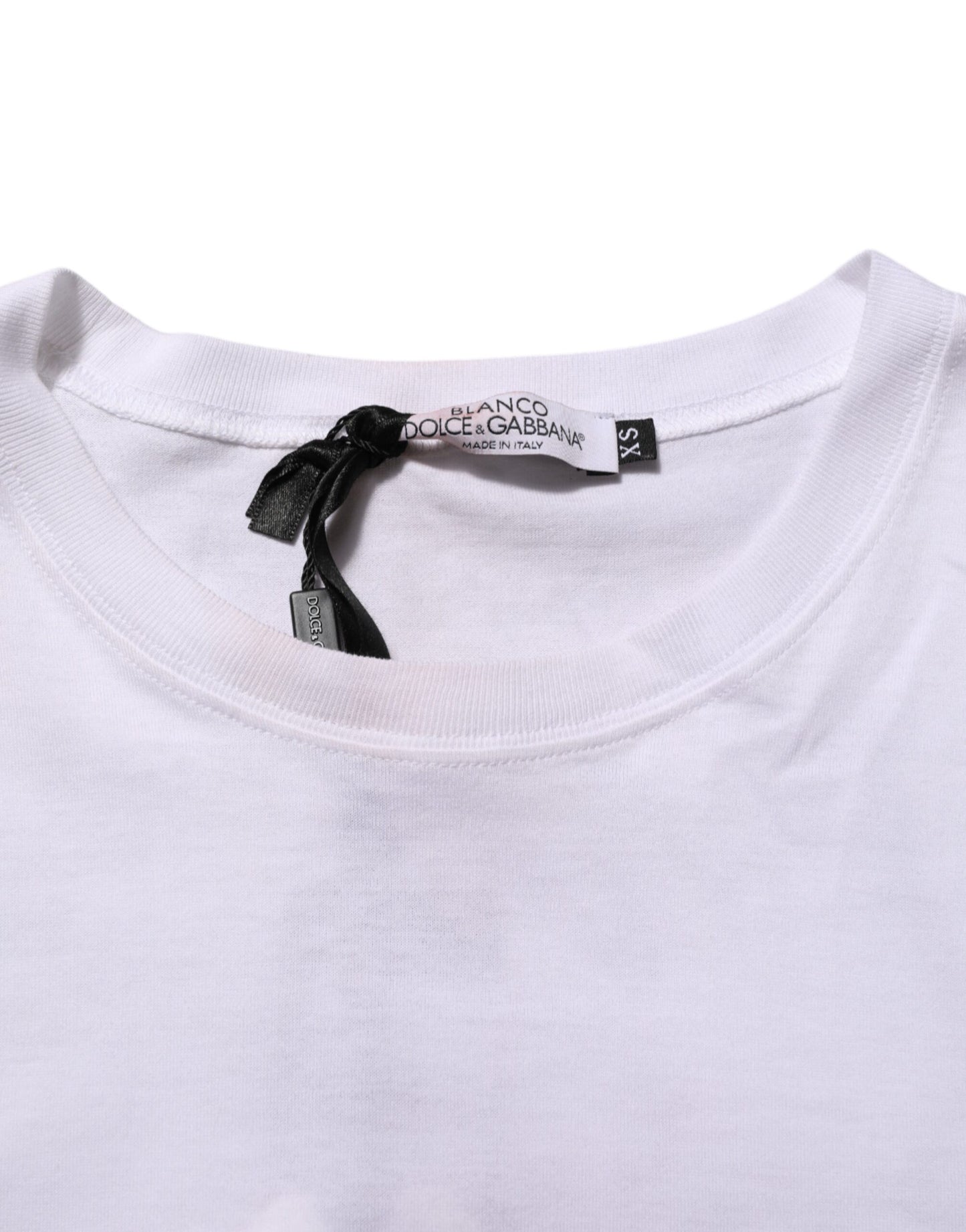 Dolce & Gabbana White Angel Print Cotton Men Crew Neck T-shirt