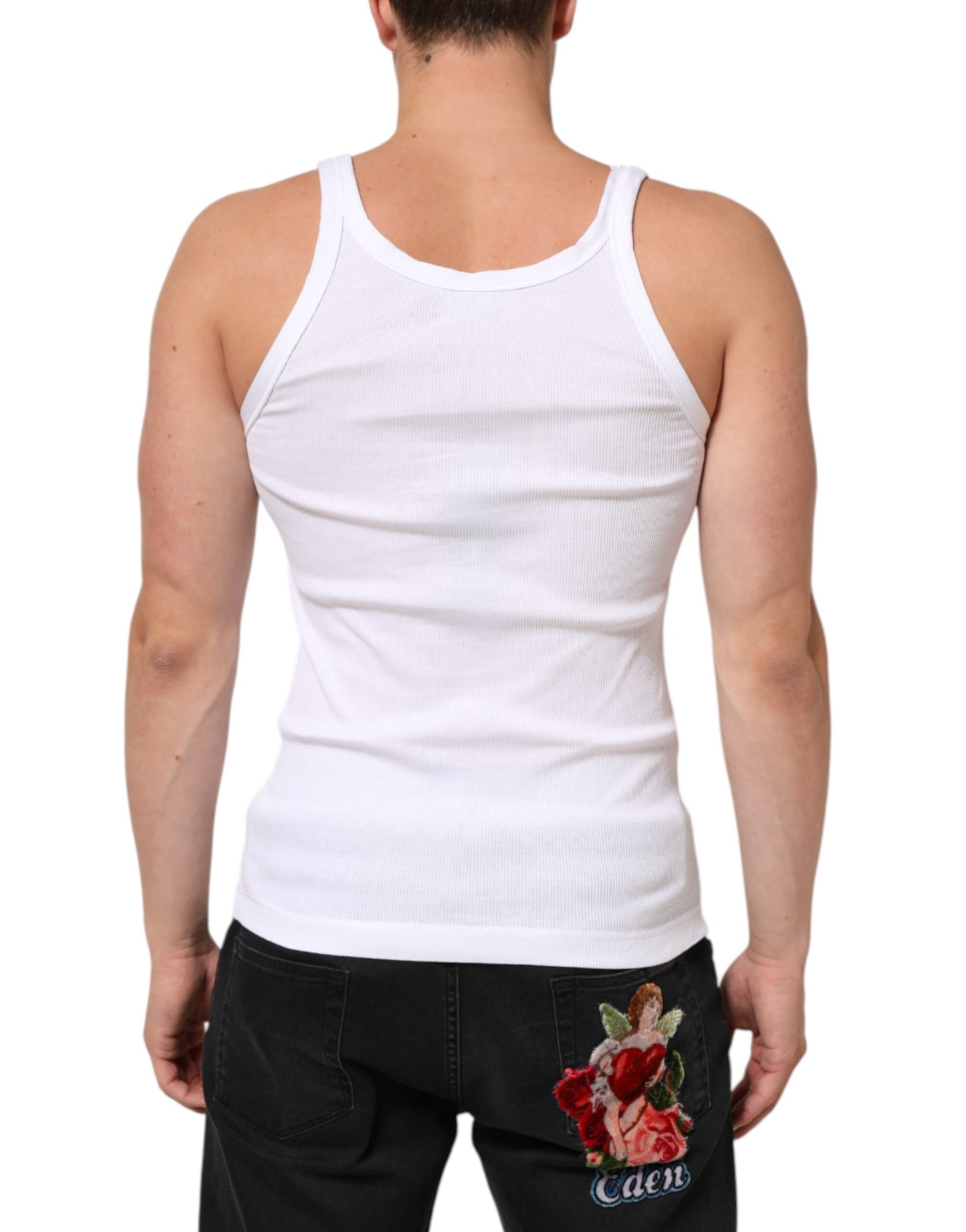Dolce & Gabbana White Sleeveless Round Neck Tank Top T-shirt