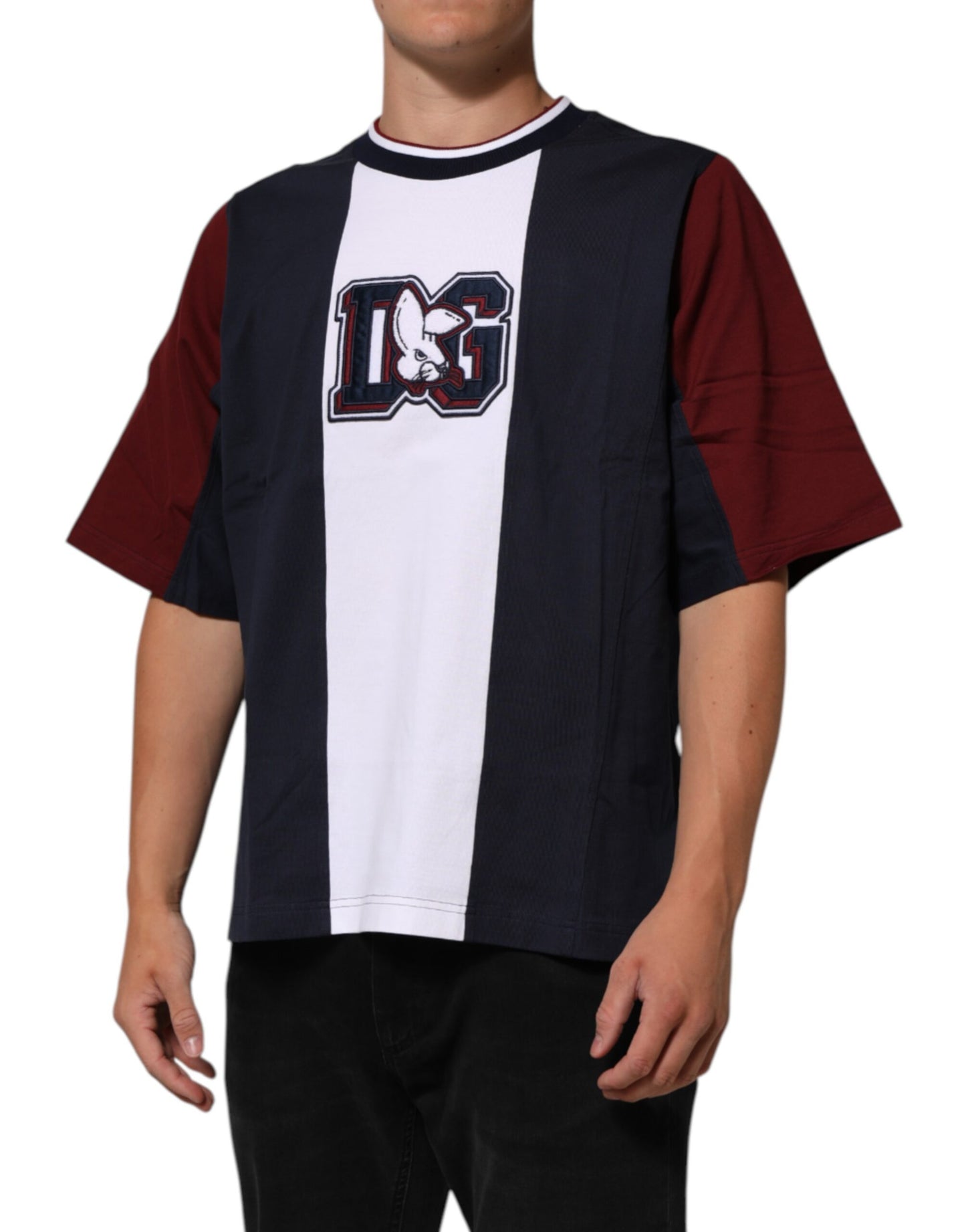 Dolce & Gabbana Multicolor Striped Cotton Men Crew Neck T-shirt