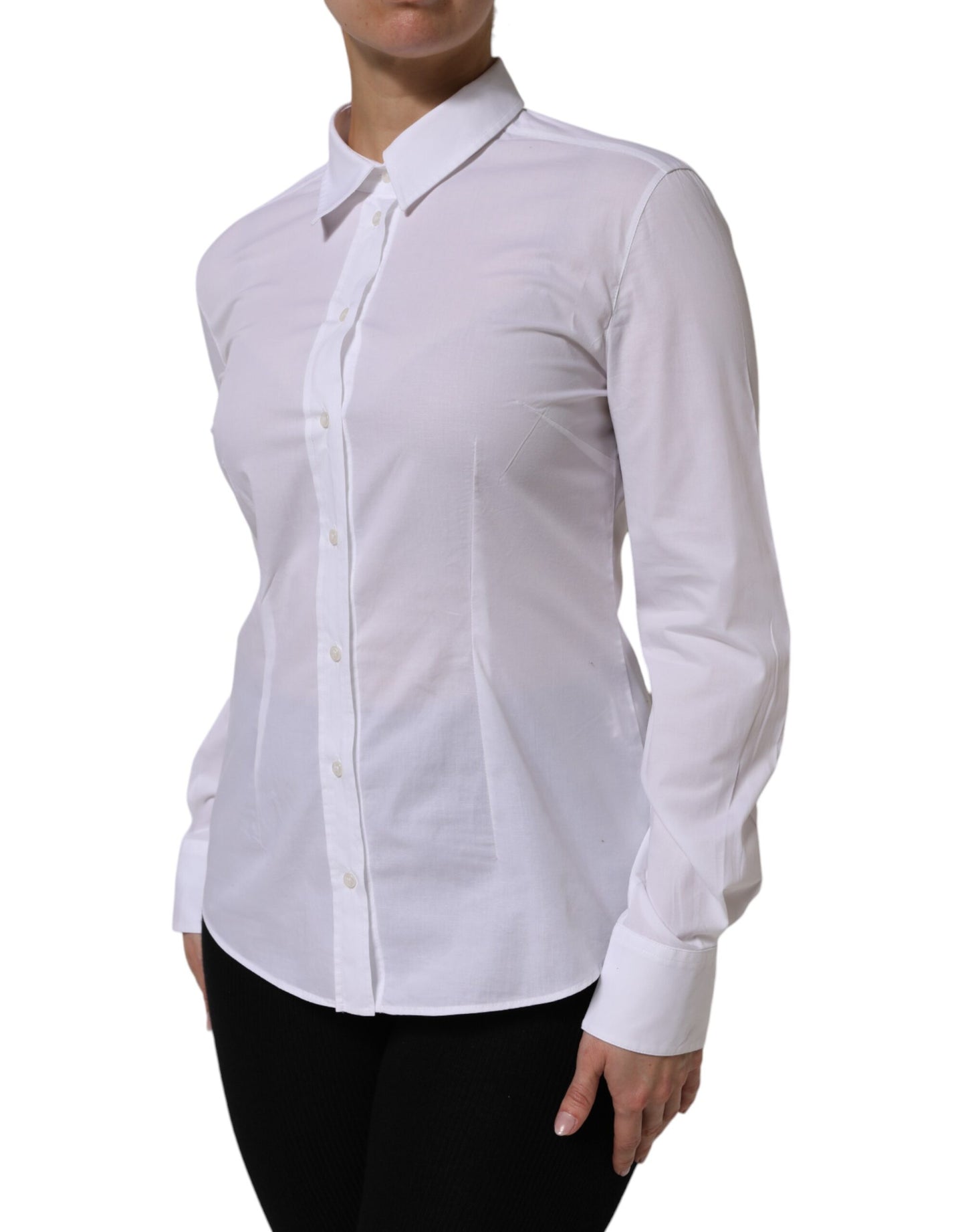 Dolce & Gabbana White Cotton Collared Dress Formal Shirt  Top