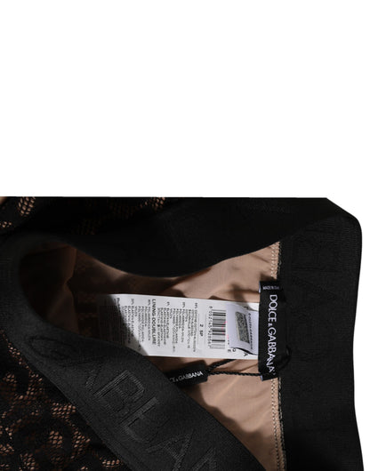 Dolce & Gabbana Black DG Logo Lace High Brief Panty Underwear