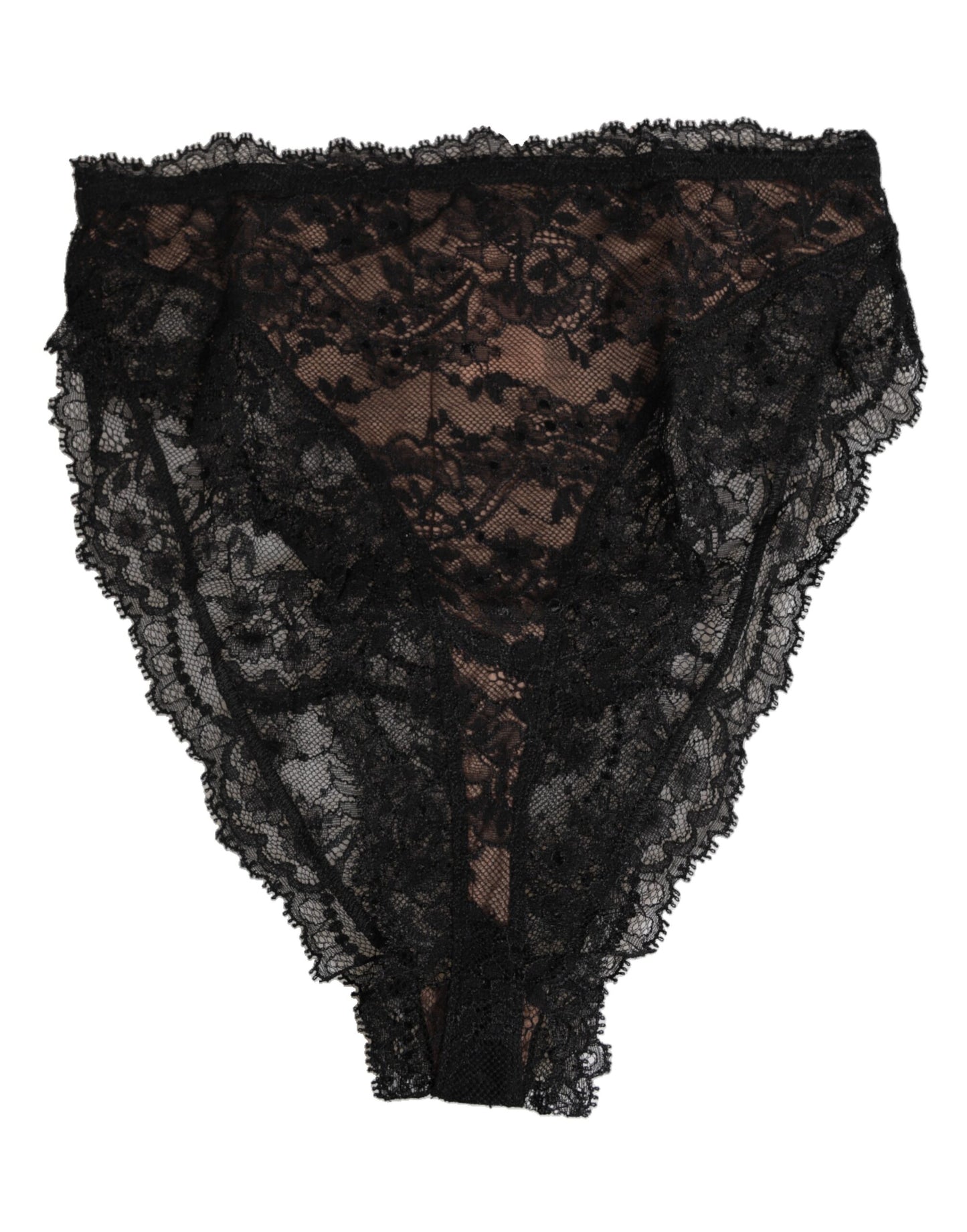 Dolce & Gabbana Black Floral Lace Mesh High Brief Panty  Underwear
