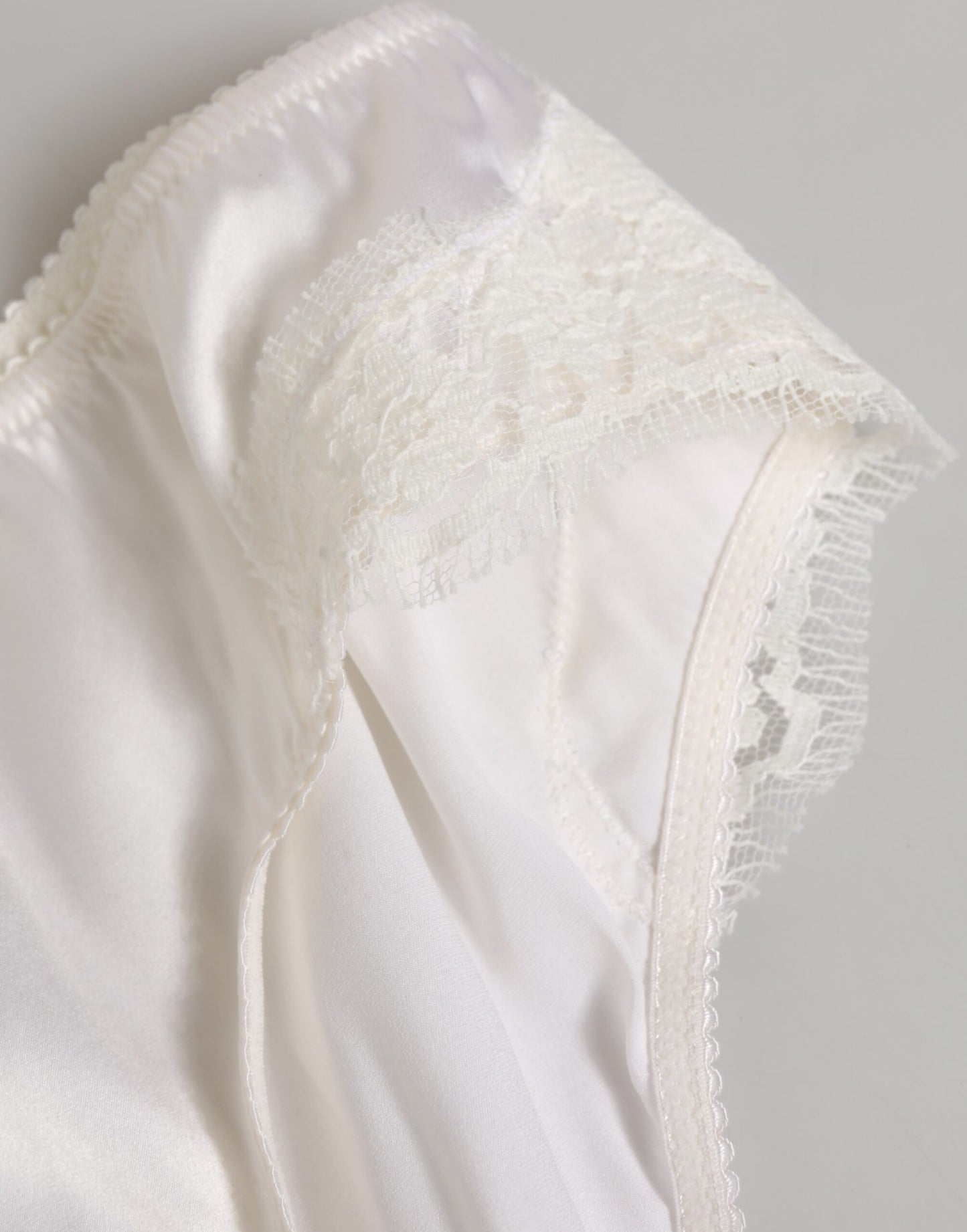 Dolce & Gabbana White Silk Satin Floral Lace Panty Brief Underwear