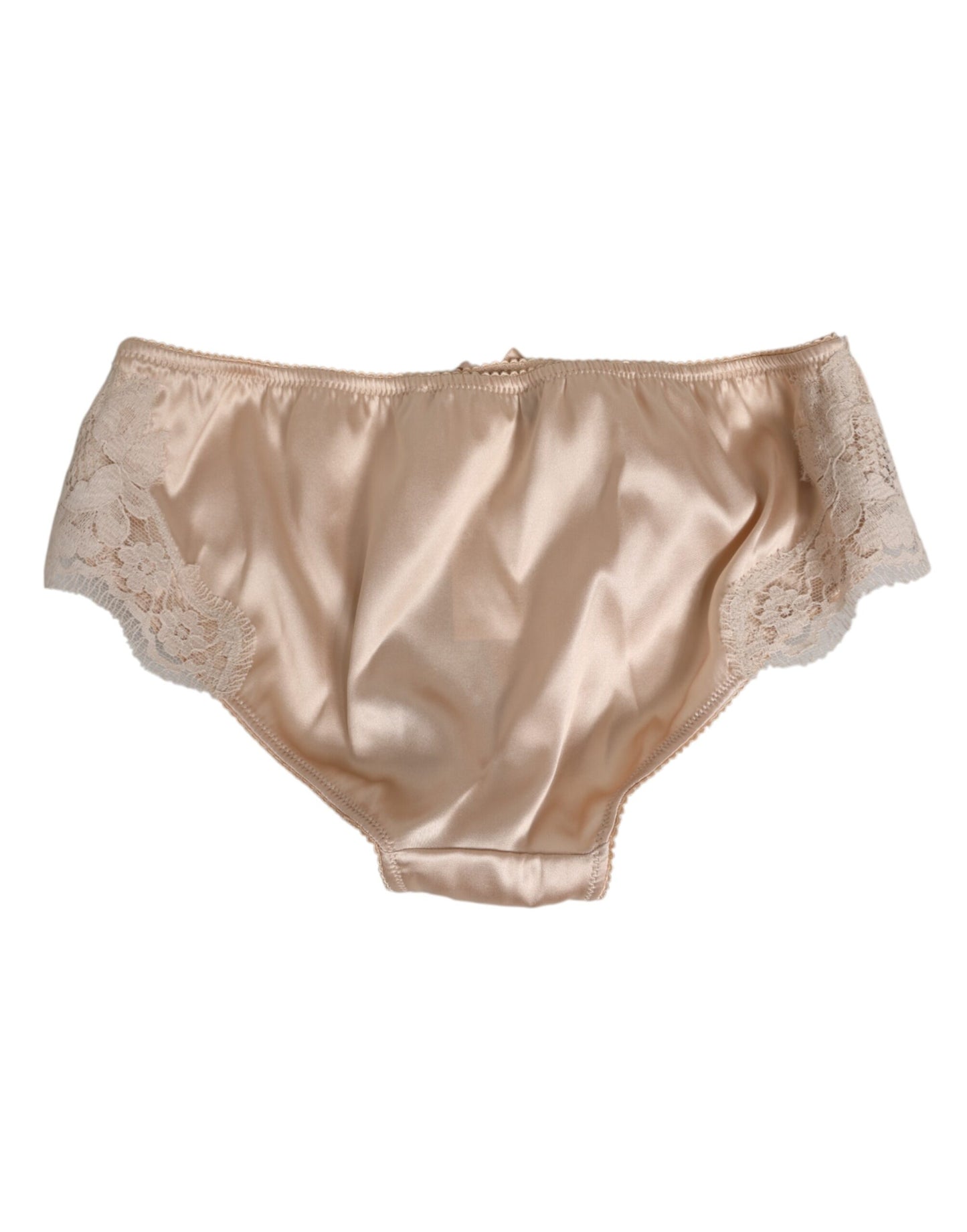 Dolce & Gabbana Beige Silk Satin Floral Lace Panty Brief Underwear