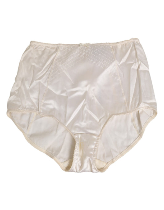 Dolce & Gabbana Off White Silk High Waist Girdle Panty Underwear