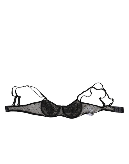 Dolce & Gabbana Black Floral Underwired Balconette Bra Underwear
