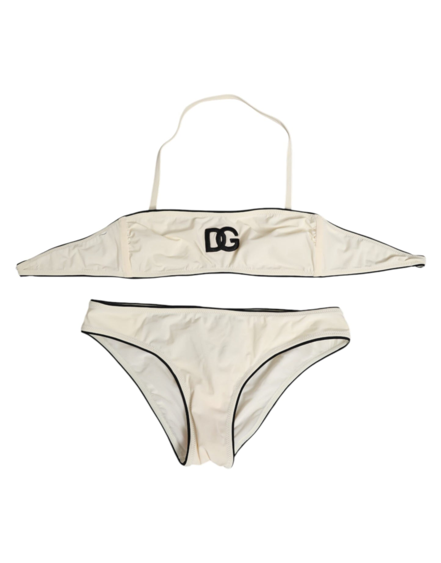 Dolce & Gabbana Beige Logo Swimsuit 2 Piece Top Bottom Swimwear