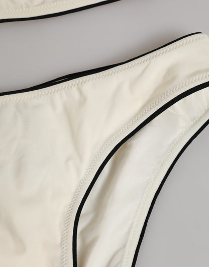 Dolce & Gabbana Beige Logo Swimsuit 2 Piece Top Bottom Swimwear