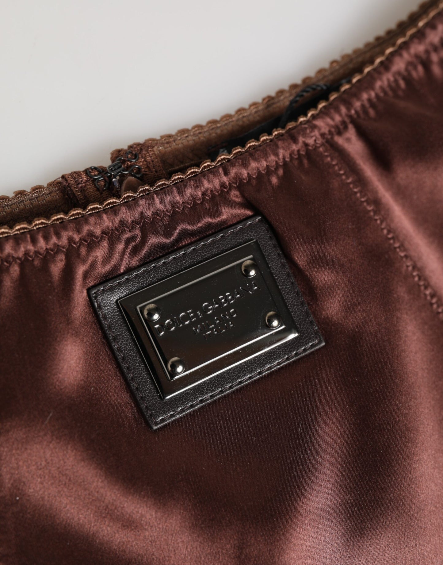 Dolce & Gabbana Brown Silk Stretch High Waist Girdle Underwear
