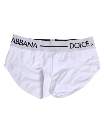 Dolce & Gabbana White Nylon Logo Waistband Shorts Underwear