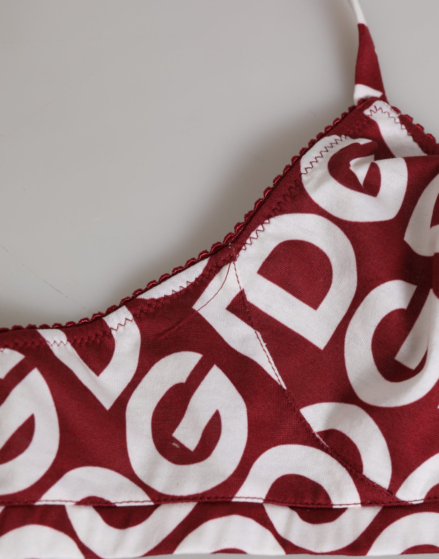 Dolce & Gabbana Red White Logo Mania Soft Cup Bra Underwear