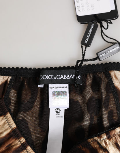 Dolce & Gabbana Brown Leopard Silk Mid Waist Panty Underwear