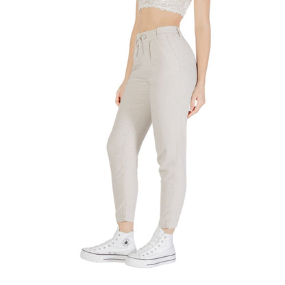 Only Beige Linen Casual Pants