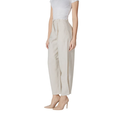 Vila Clothes Beige Viscose Casual Pants