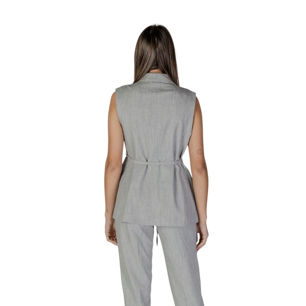 Vila Clothes Gray Recycled Polyester Waistcoat