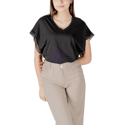 ICHI Black Cotton T-Shirt