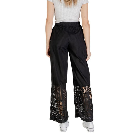ICHI Black Cotton Pant
