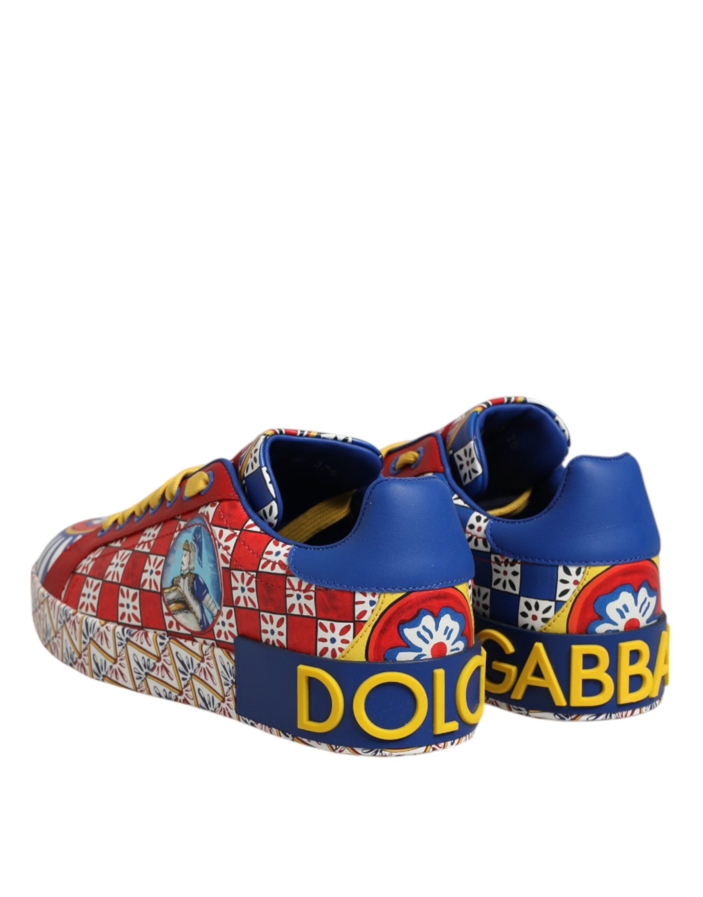 Dolce & Gabbana Portofino Carretto Printed Leather Sneakers Shoes