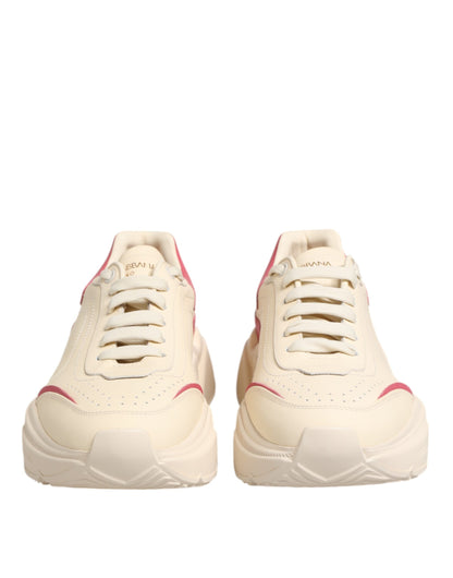 Dolce & Gabbana White Pink Leather Daymaster Sneakers Shoes