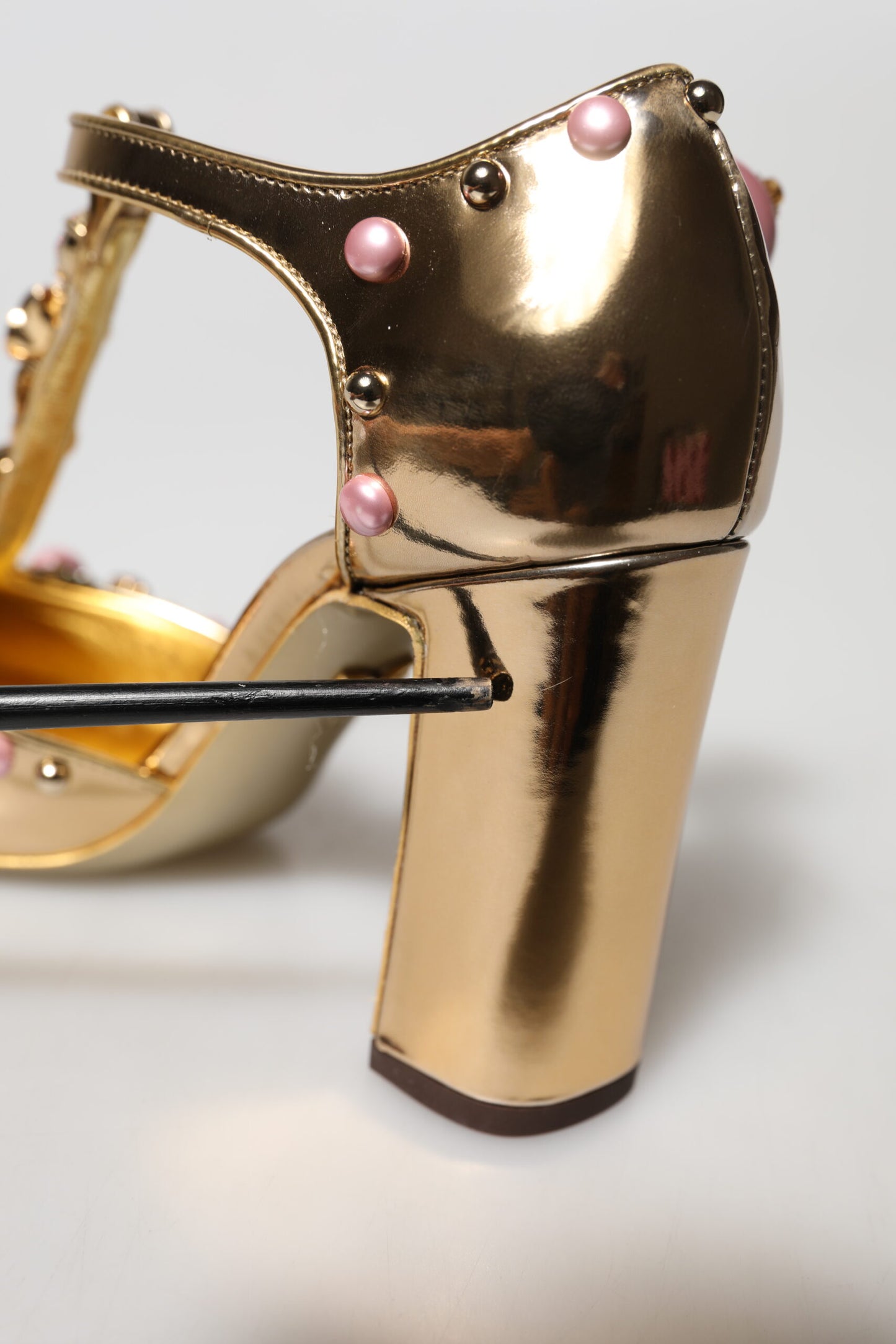 Dolce & Gabbana Gold Embellished Vally Heels Sandals Shoes