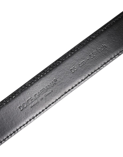 Dolce & Gabbana Black Calf Leather Silver Metal Buckle Belt