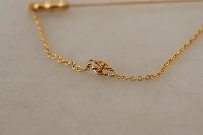 Dolce & Gabbana Gold Tone 925 Sterling Silver Crystal Chain Brooch