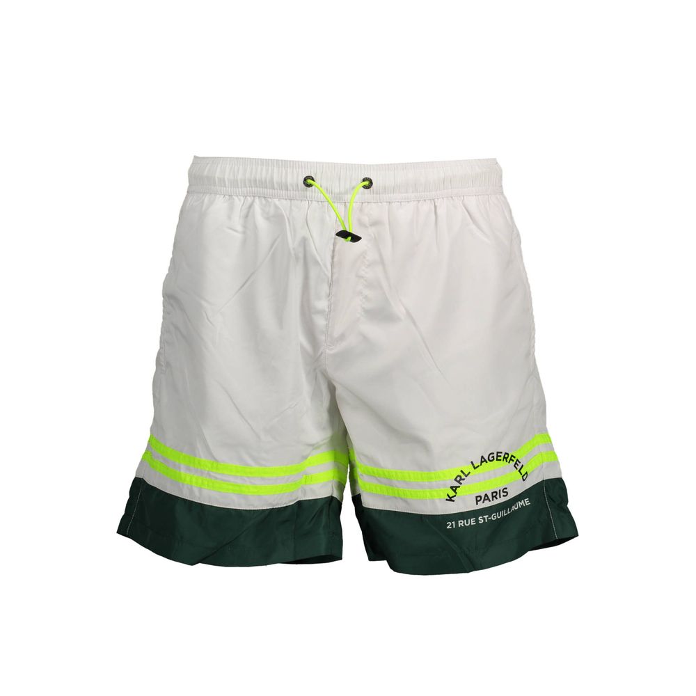 Karl Lagerfeld Bianco Polyester Men's Swim Boxer