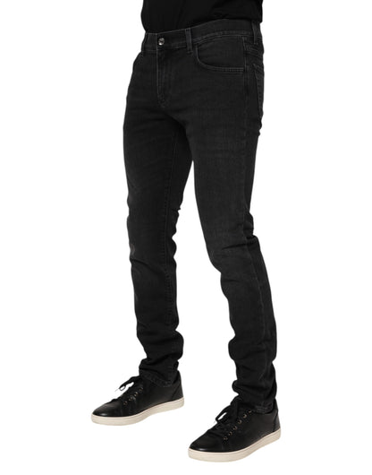 Dolce & Gabbana Black Cotton Skinny Men Denim Trouser Jeans