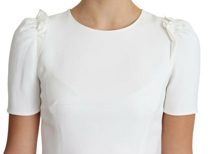 Dolce & Gabbana White Viscose Acetate Short Sleeve Blouse Top