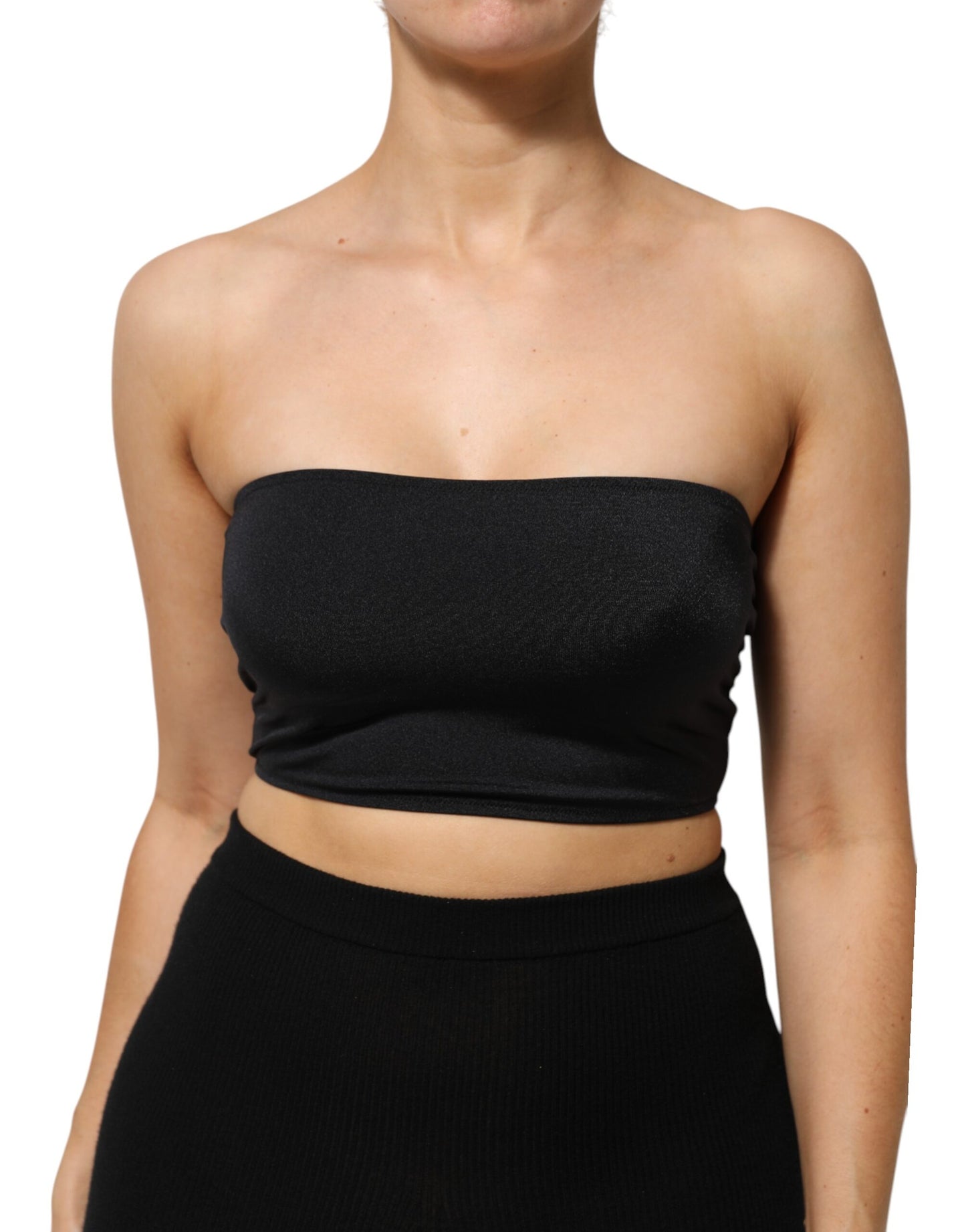 Dolce & Gabbana Black Nylon Blend Bandeau Strapless Tube Top