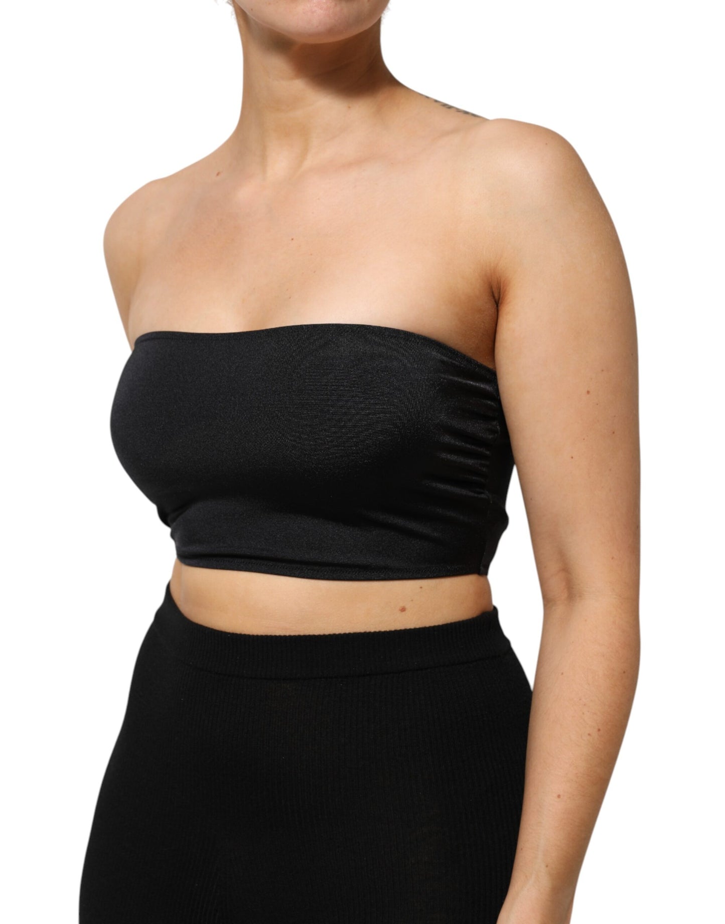 Dolce & Gabbana Black Nylon Blend Bandeau Strapless Tube Top