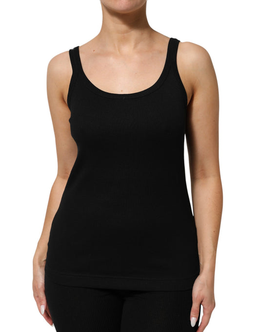 Dolce & Gabbana Black Cotton Sleeveless Women Tank Top