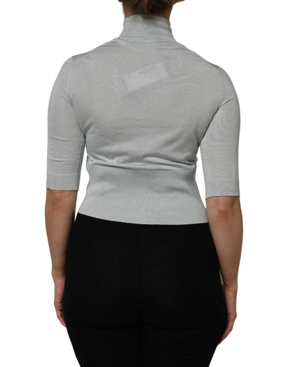 Dolce & Gabbana Gray Turtle Neck 3/4 Sleeves Pullover Top