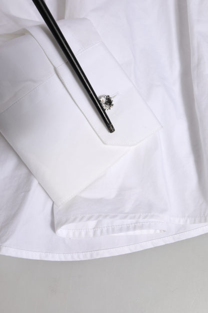 Dolce & Gabbana White Crystal Embellished Dress Shirt Top