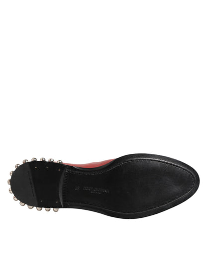 Dolce & Gabbana Red Studded Chelsea Short Ankle Boots Shoes