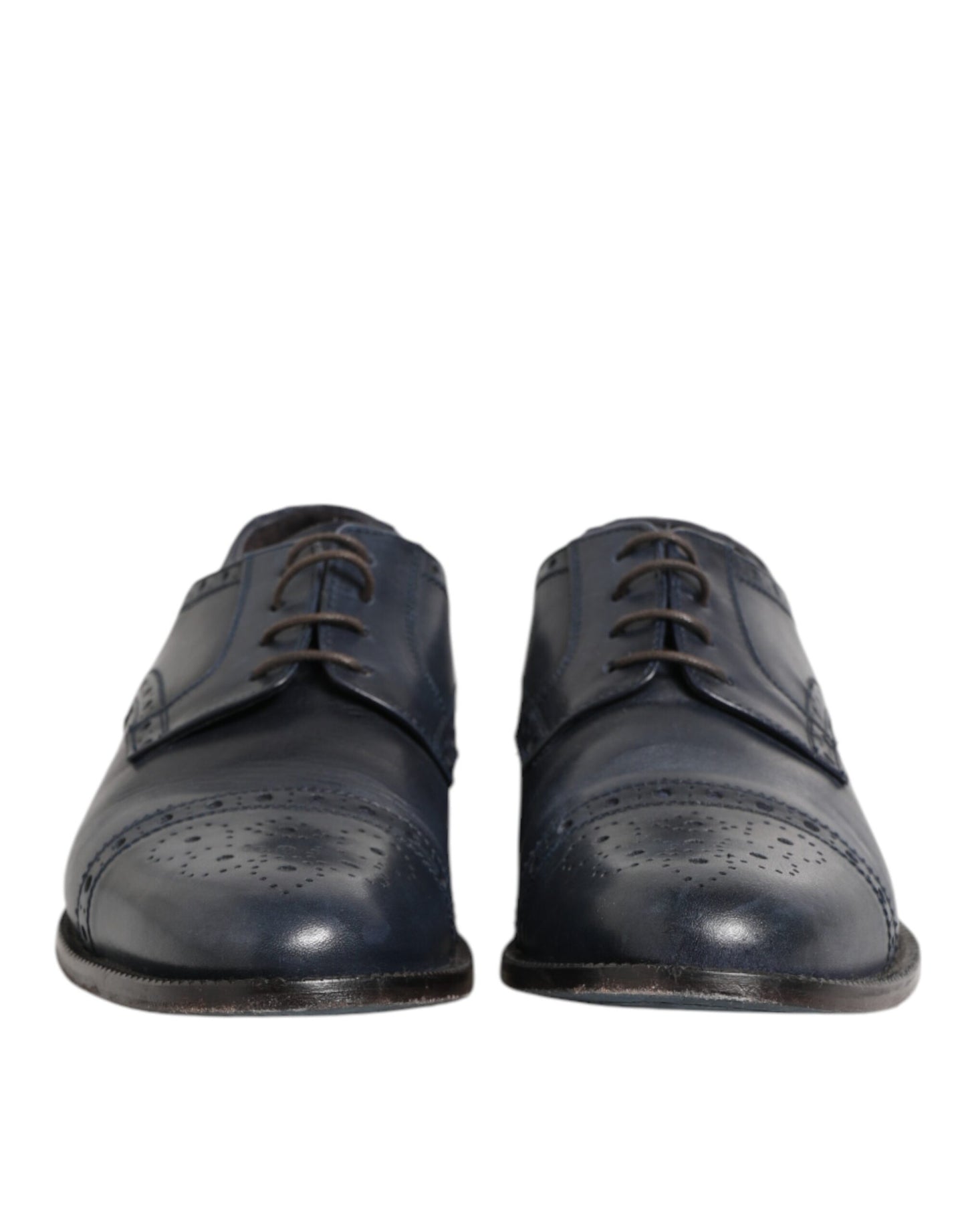 Daniele Alessandrini Blue Leather Wingtip Lace-up Formal Derby Shoes