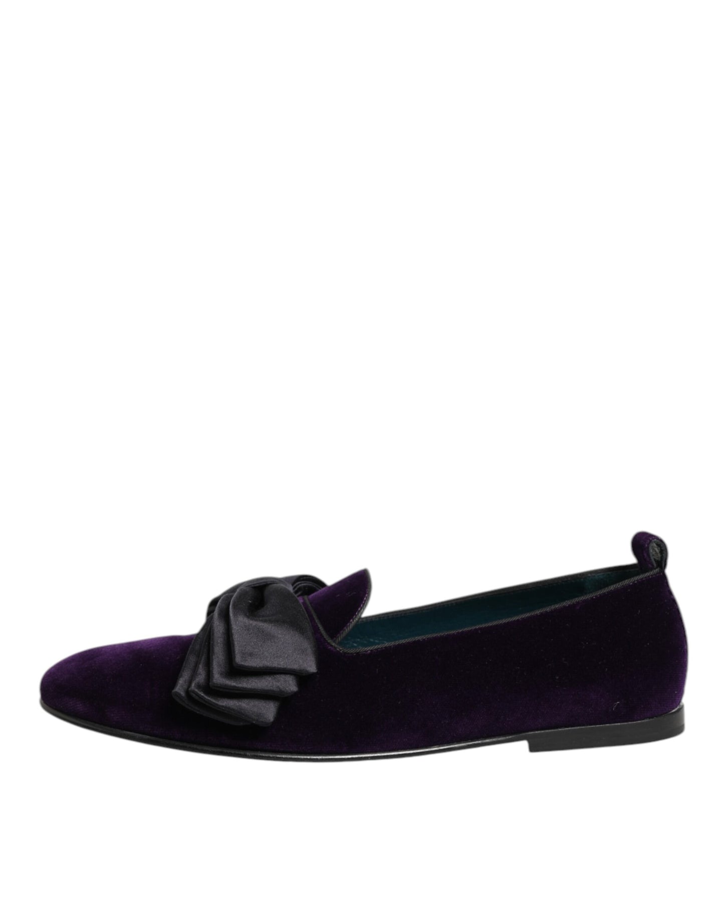 Dolce & Gabbana Purple Suede Cotton Bow Slip On Loafers Shoes