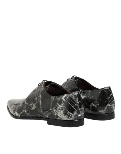 Dolce & Gabbana Marbled Pattern Dress Lace Up Derby Shoes