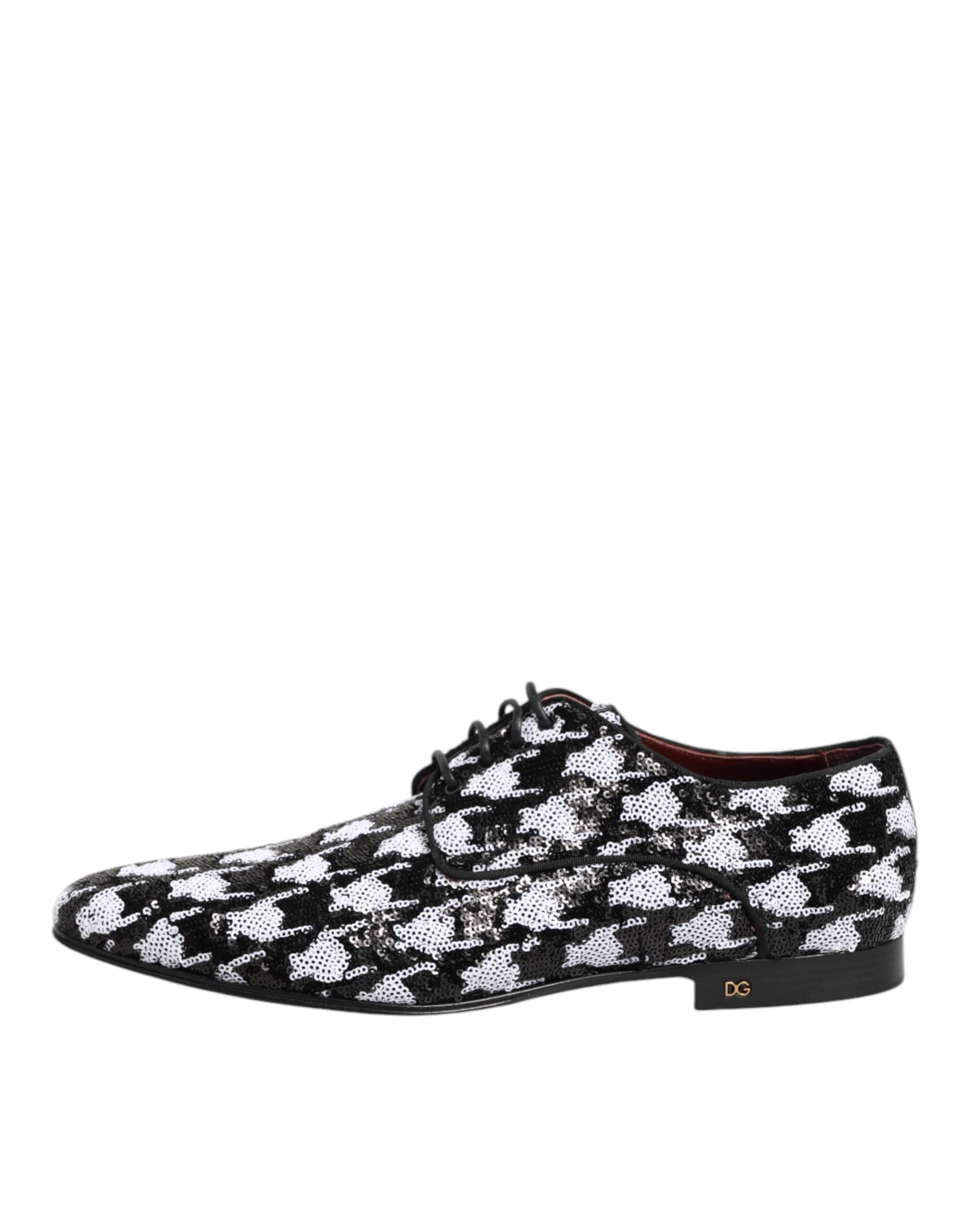 Dolce & Gabbana Dress Black White Sequined Lace Up Derby Shoes