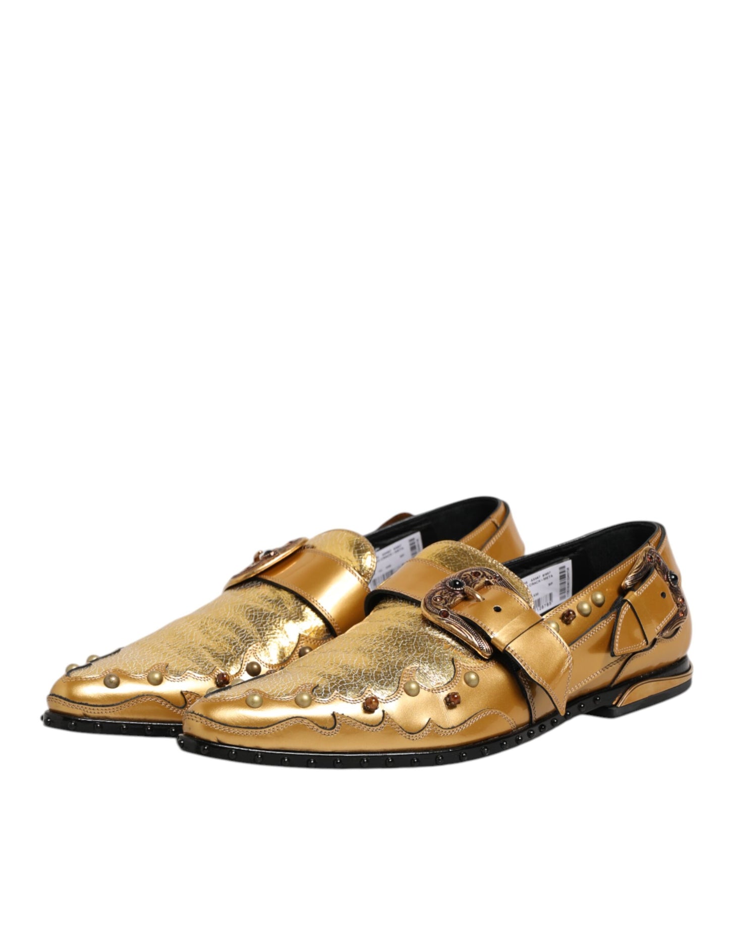 Dolce & Gabbana Gold Leather MONK STRAP Dress Formal Shoes