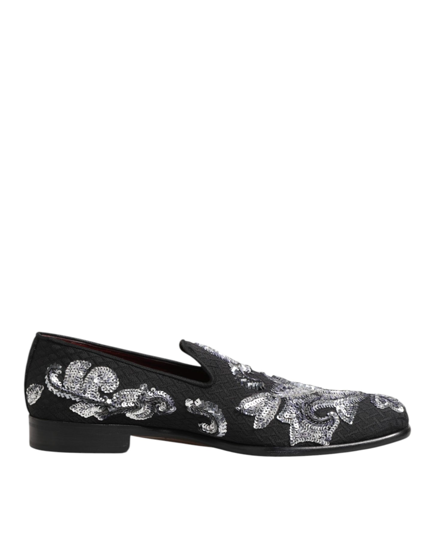 Dolce & Gabbana Black Silver Sequined Loafers Men Dress Shoes