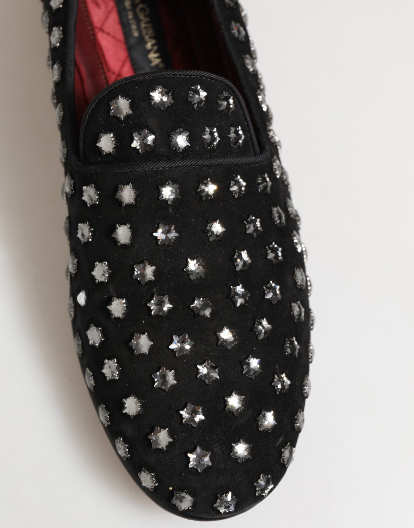 Dolce & Gabbana Black Crystal Embellished Loafers Dress Shoes