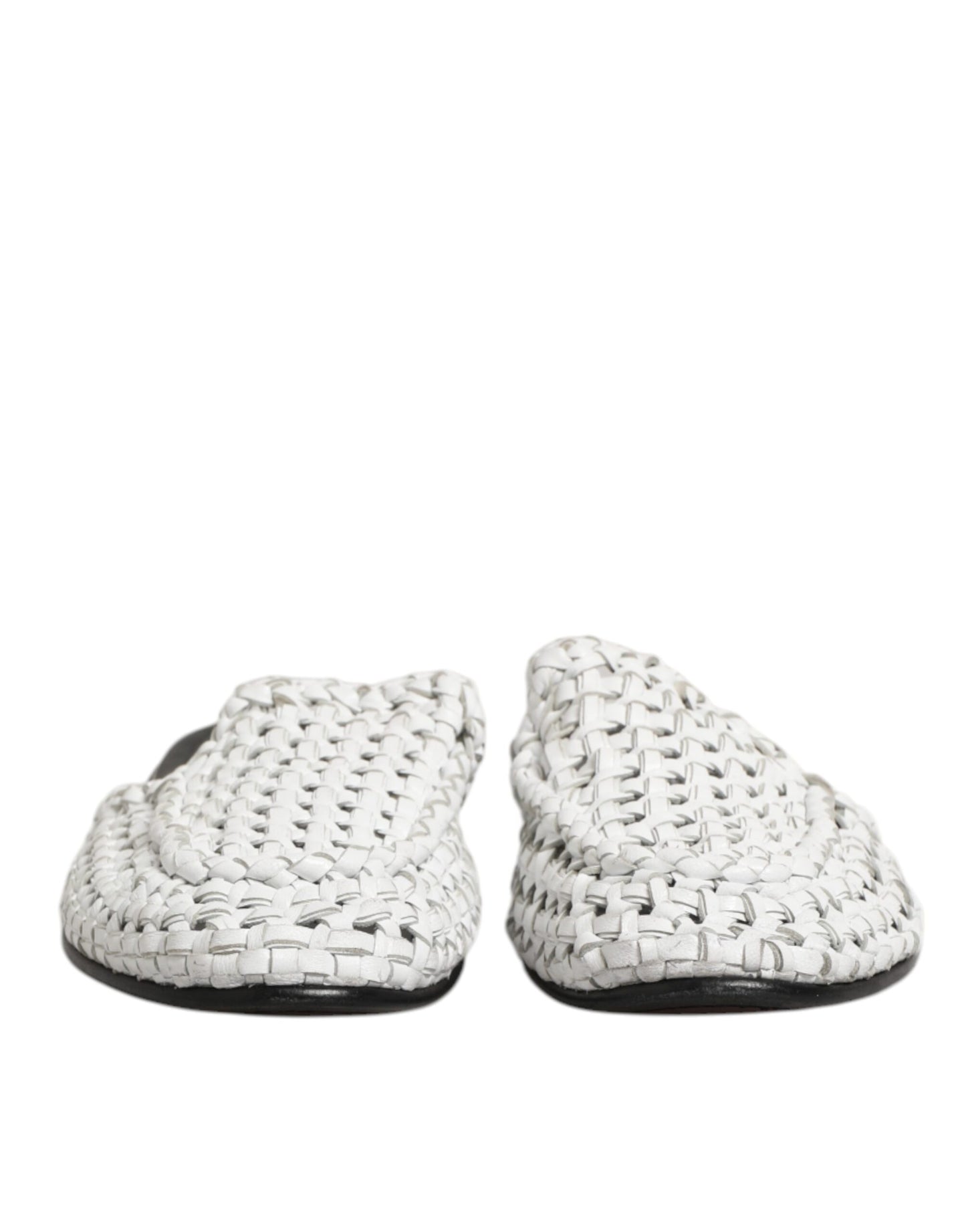 Dolce & Gabbana White Woven Slides MULES Men Sandals Shoes