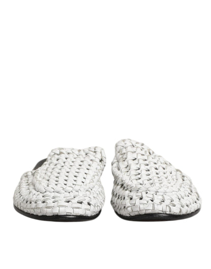 Dolce & Gabbana White Woven Slides MULES Men Sandals Shoes