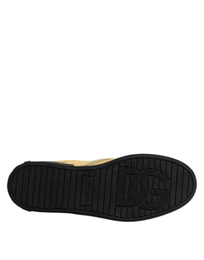 Dolce & Gabbana Yellow Cotton Low Top Slip On Sneakers Shoes
