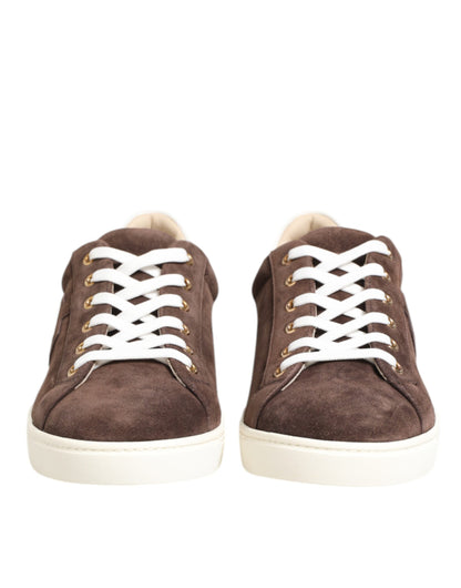 Dolce & Gabbana Brown Suede Leather Low Top Men Sneakers Shoes
